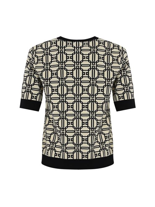 Maglia logo in viscosa jacquard burro nero Elisabetta Franchi | MK19B47E2E84